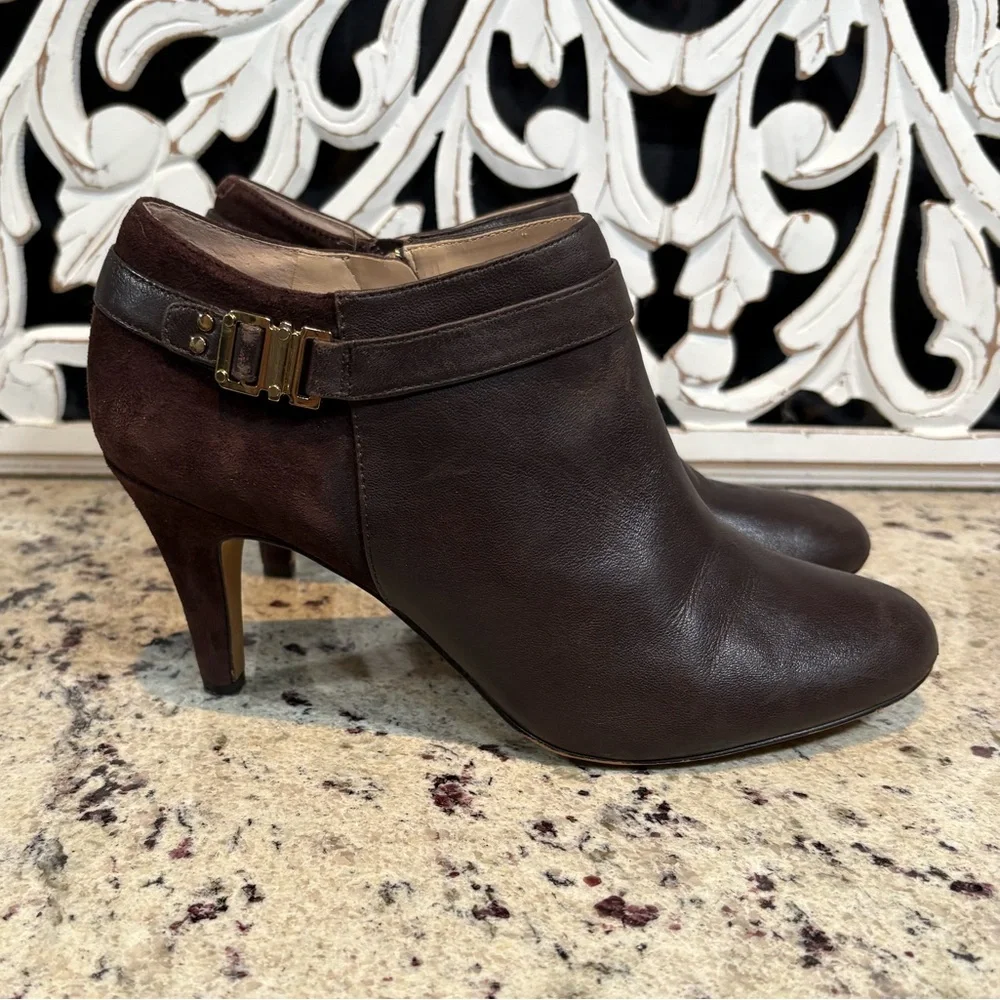 Vince Camuto Vanna Leather & Suede Ankle Boot Size 9 Coffee Bean